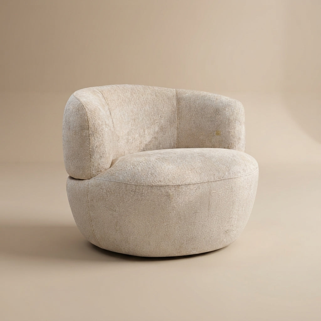 Lemon Sand Chenille Swivel Chair