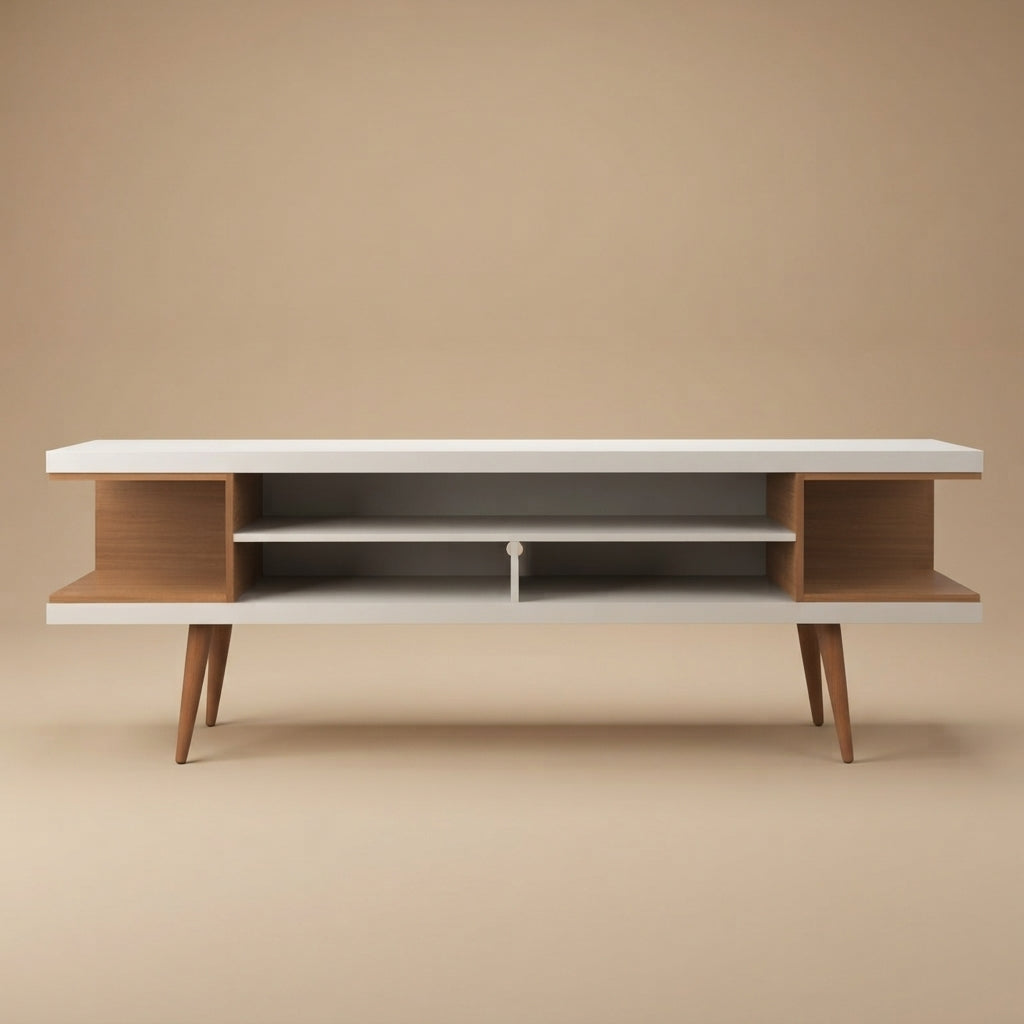 Utopia Free-Standing Off White and Maple Cream 71" TV Stand