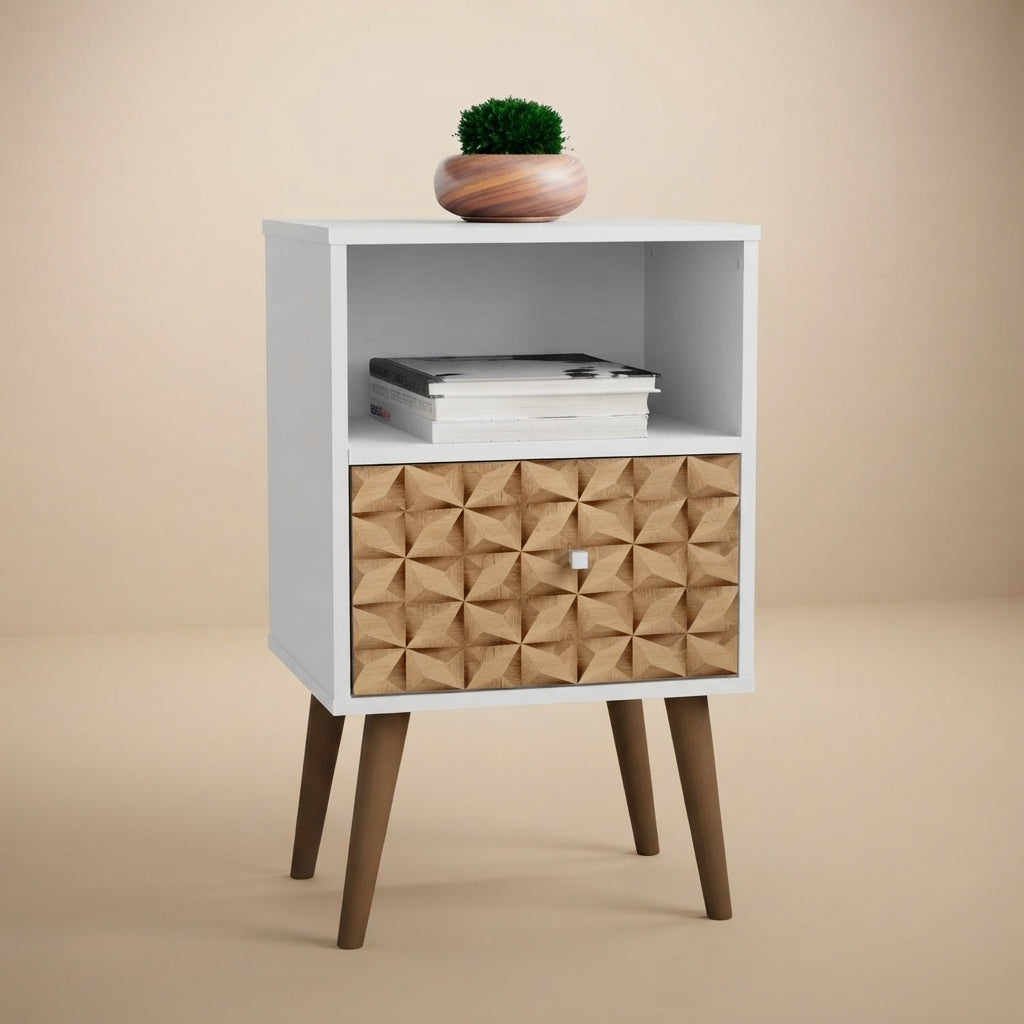 Liberty Nightstand 1.0 in White and 3D Brown Prints