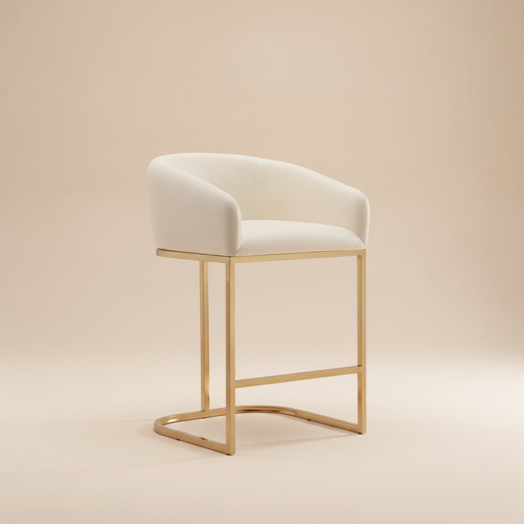 Louvre Counter Stool in Cream and Titanium Gold