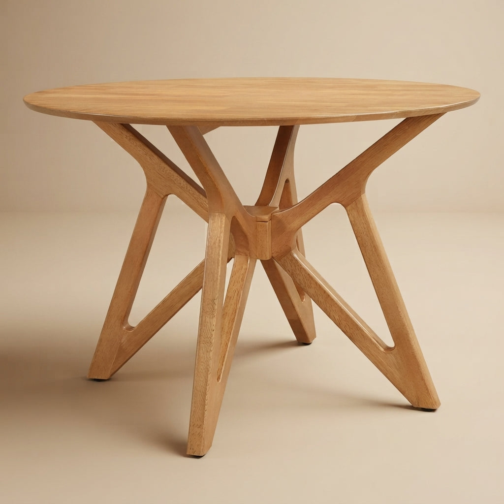 Elowen Round 42-inch Solid Wood Dining Table Light Walnut