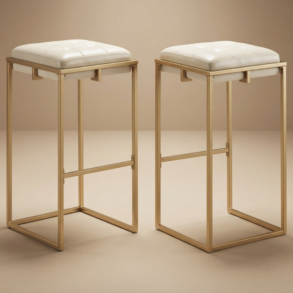 Nadia Upholstered Backless Bar Stool Beige (Set of 2)