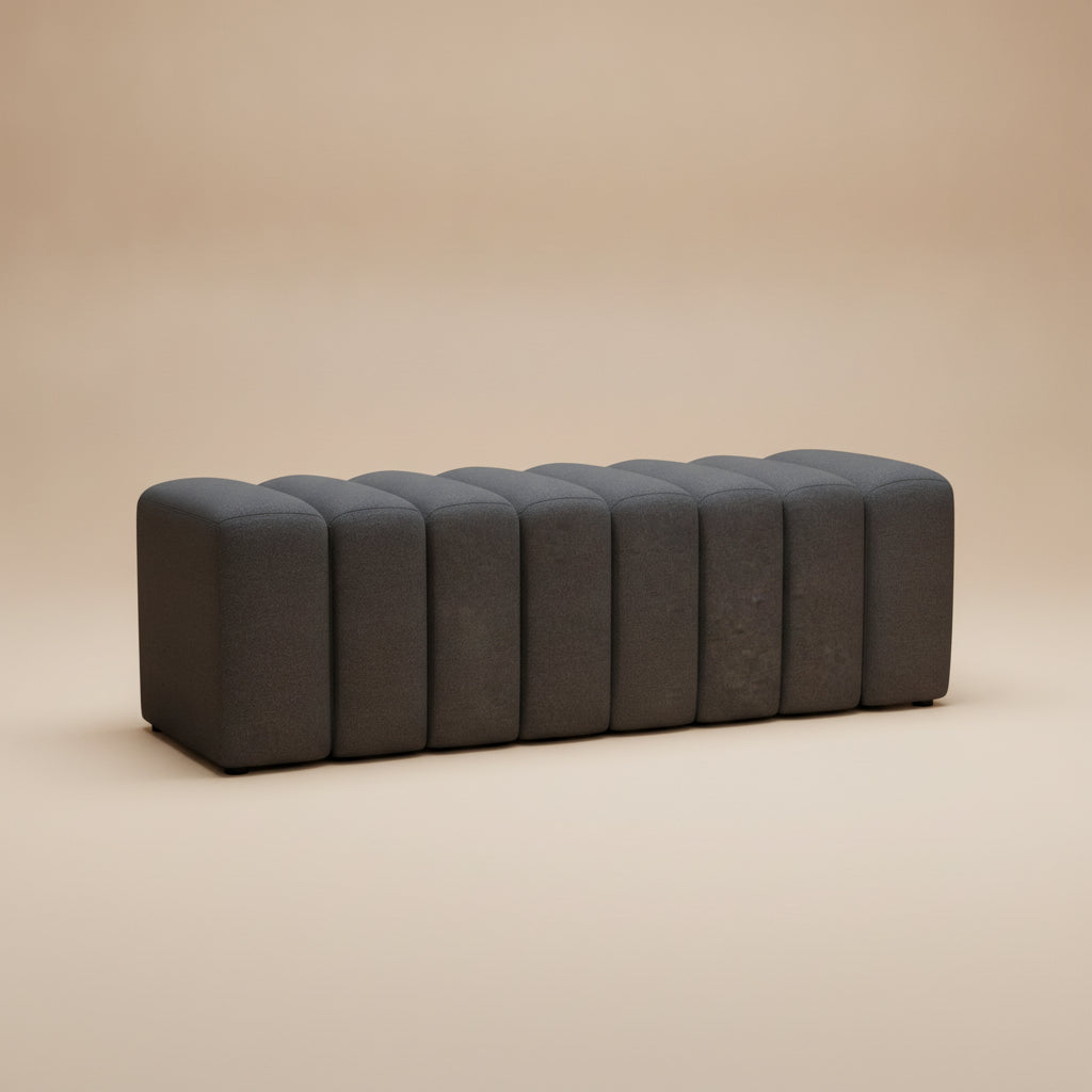 Summer Charcoal Fabric Upholstered Tufted Accent Bench