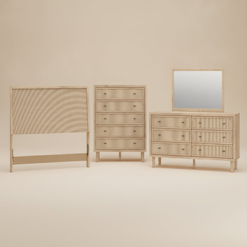 Cielden Full Panel Headboard, Dresser, Mirror and Chest