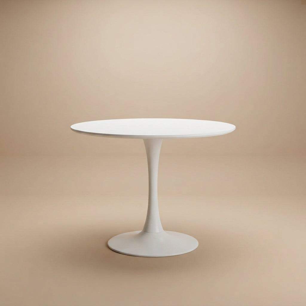 Chasinfield Mid-Century White Round Dining Table with MDF Table Top
