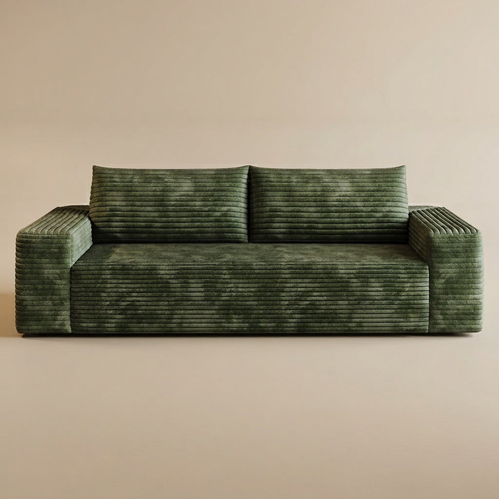 Meyer Green Corduroy Fabric Sofa