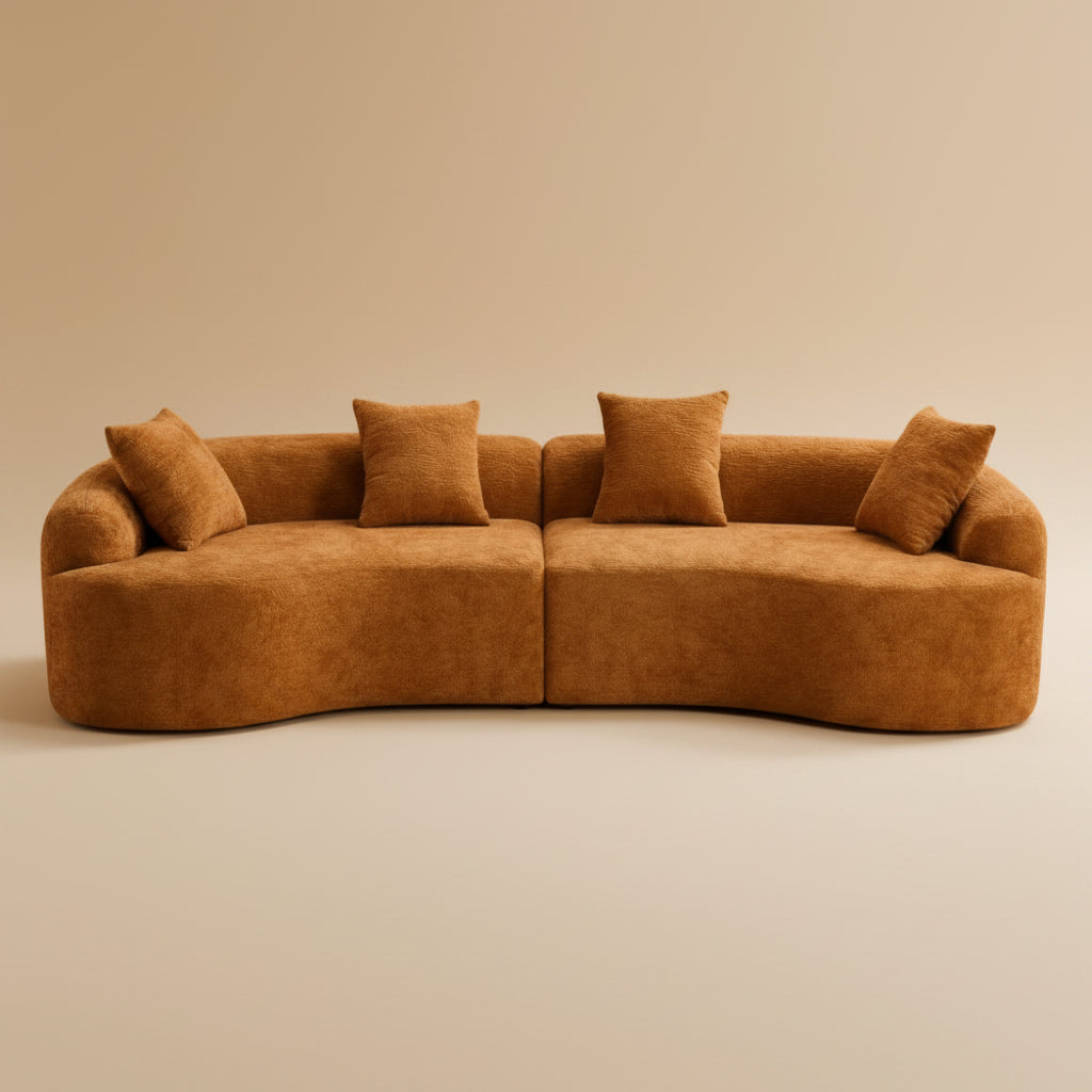 Branch Compression Sponge Sofa Orange Curved Modular Sectional