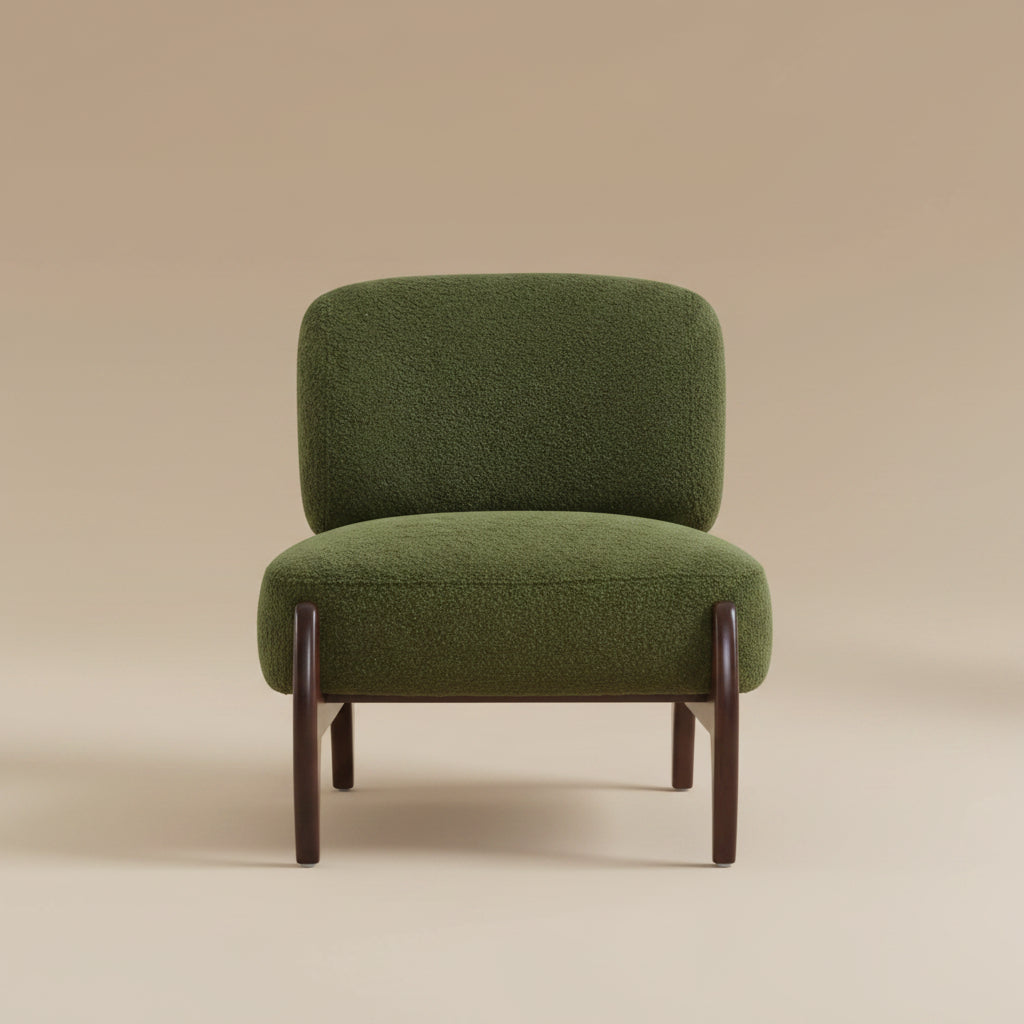 Easton Green Modern Boucle Lounge Chair with Solid Wood Frame