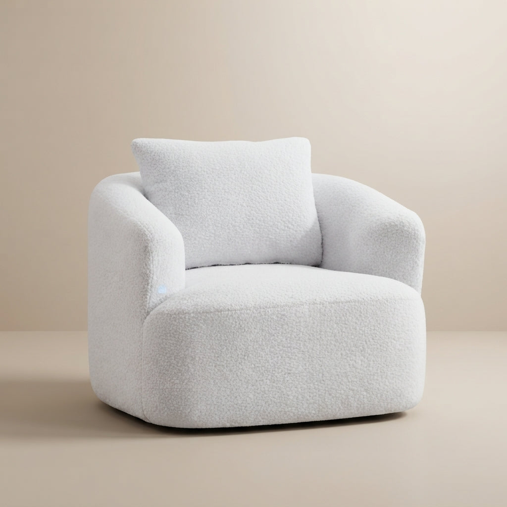 Desna 360° Swivel Round Upholstered Comfy Chair With One Soft Pillow