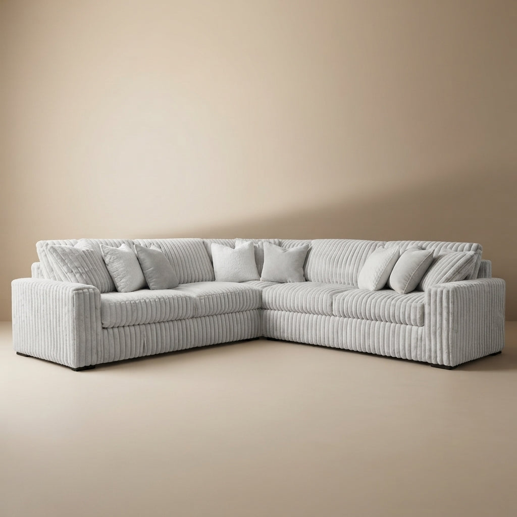 Stupendous 3-Piece Jumbo Cord Corner Sectional Sofa