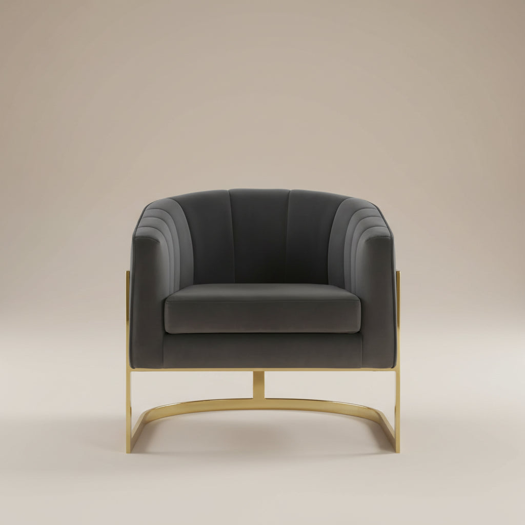 Alamor Upholstered Barrel Back Accent Chair Dark Grey
