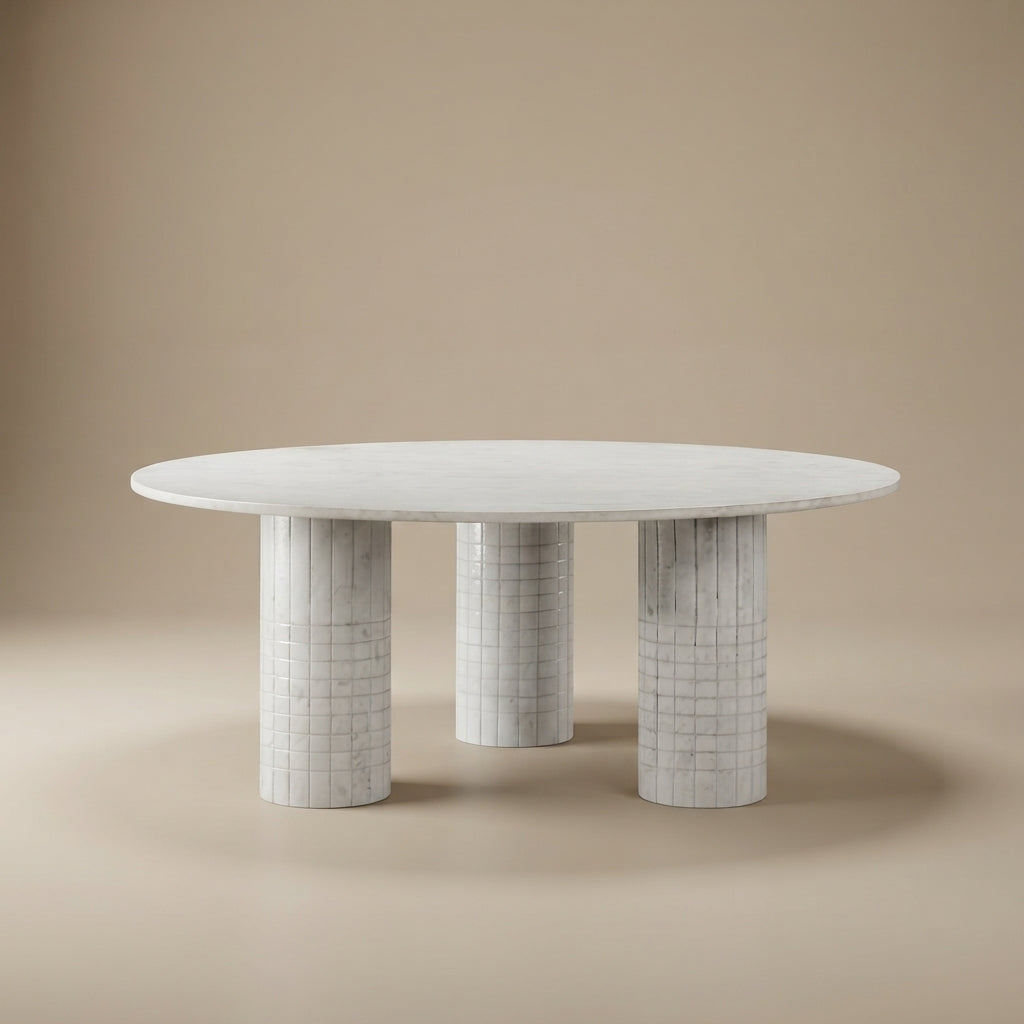 Astoria Round Genuine Marble Coffee Table White
