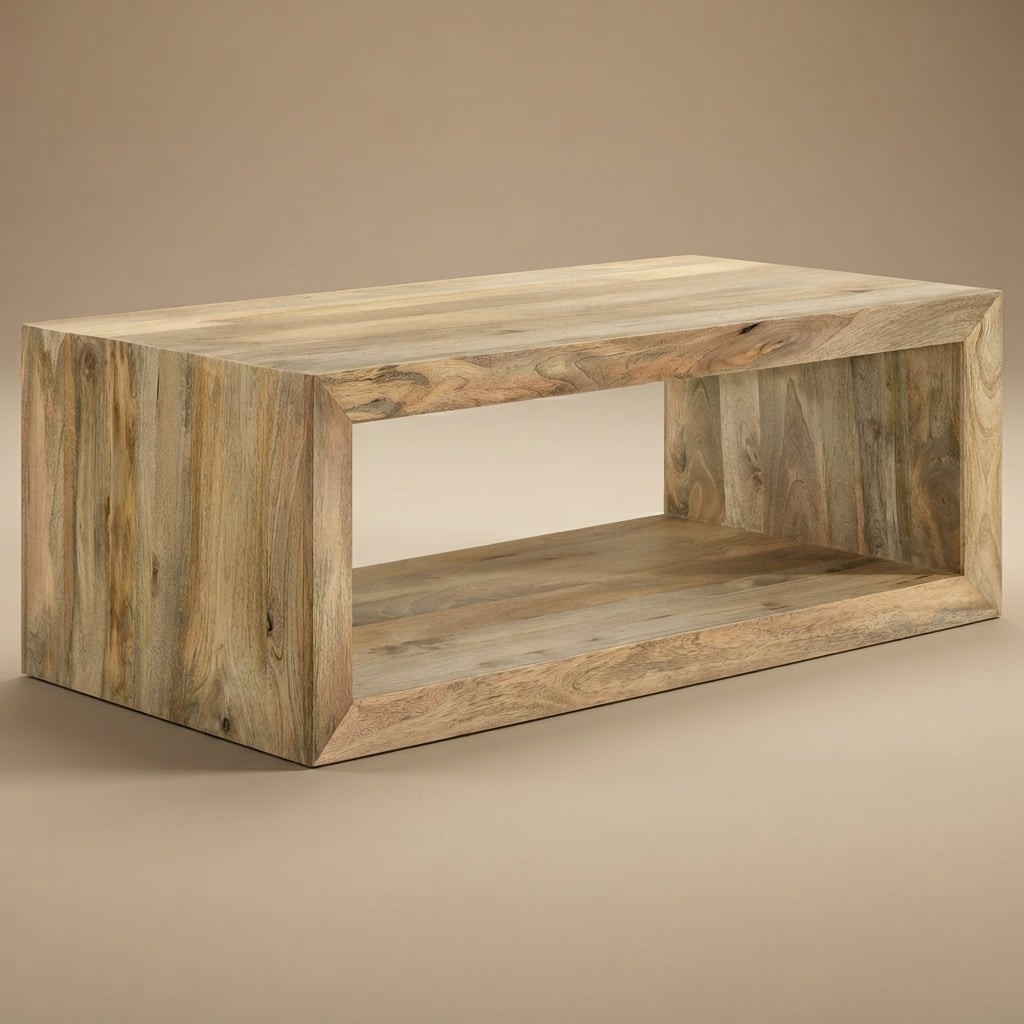 Benton Rectangular Solid Wood Coffee Table Natural