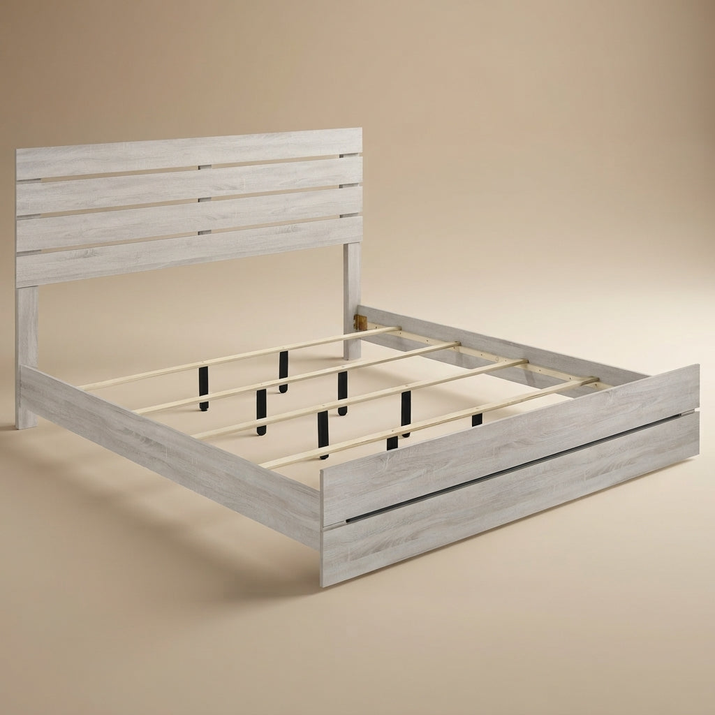 Brantford Wood Panel Bed Coastal White