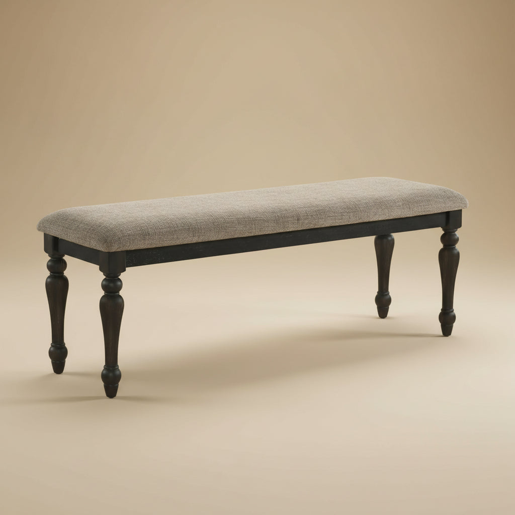 Bridget Fabric Upholstered Dining Bench Stone and Charcoal