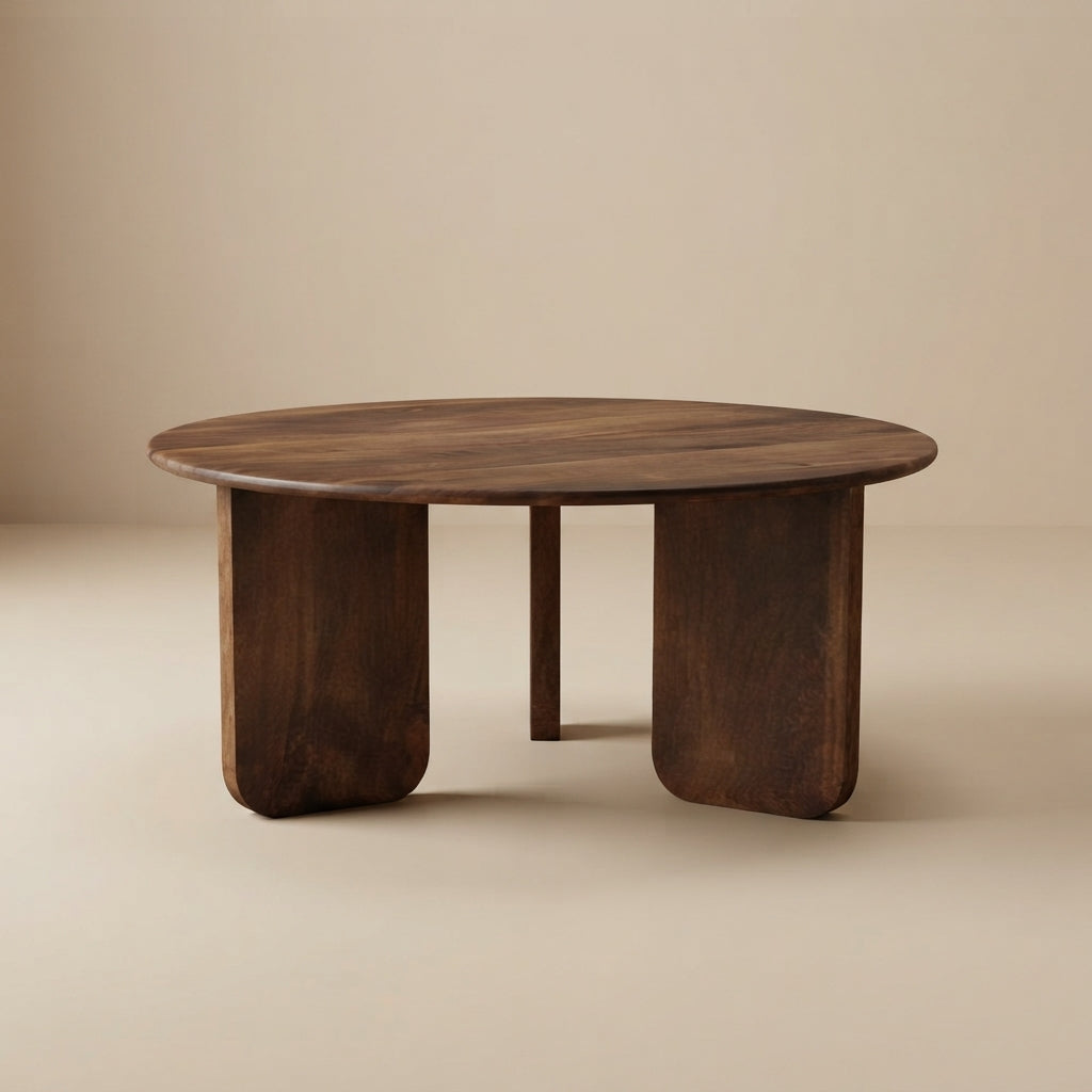 Dale Round Solid Mango Wood Coffee Table Brown