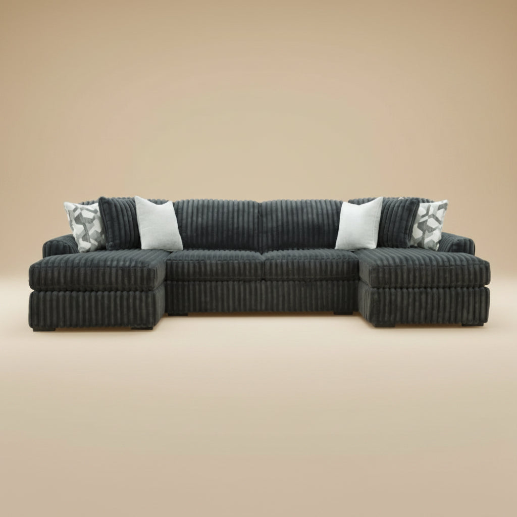Midnight-Madness 3-Piece Double Chaise Sectional - Armless Loveseat