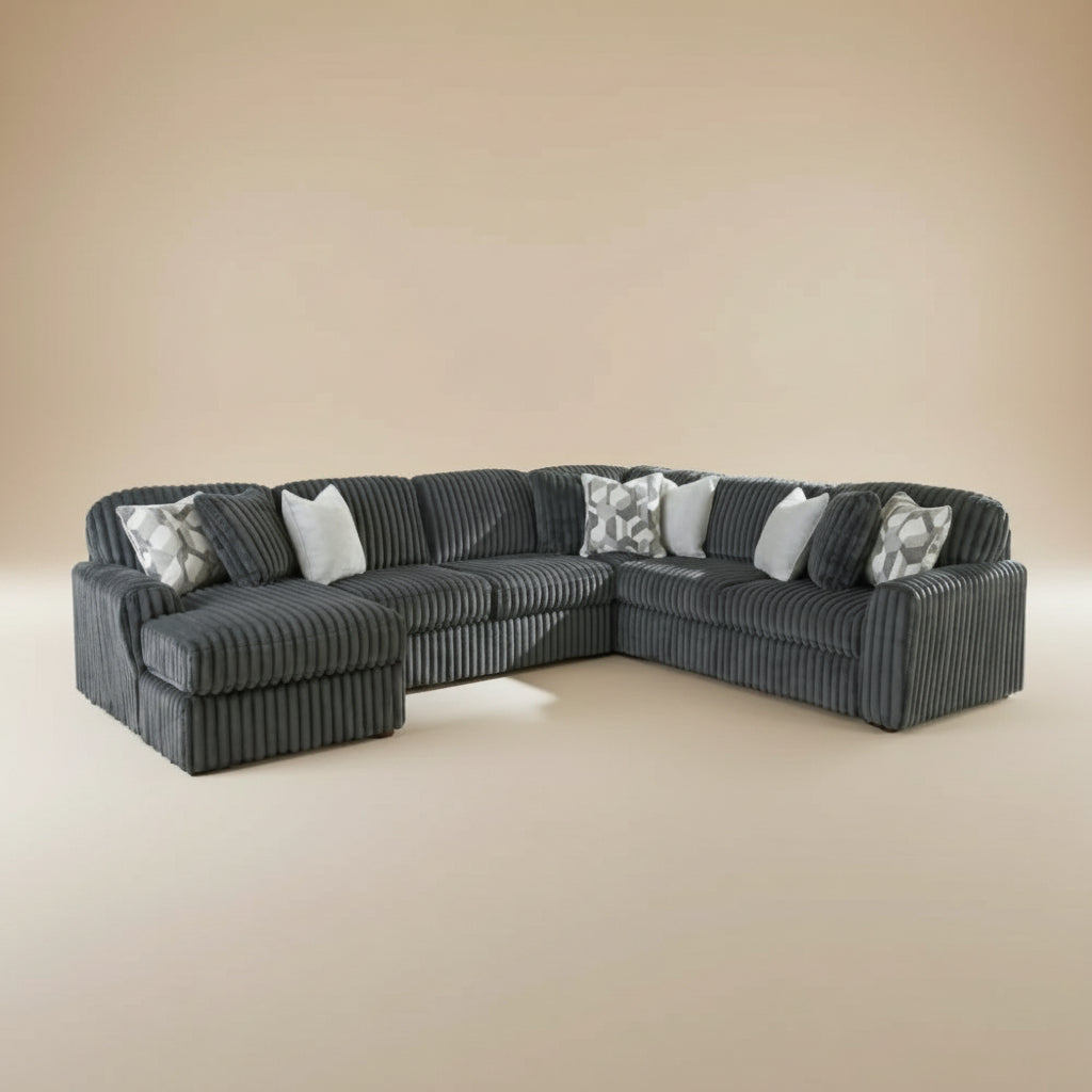 Midnight-Madness 4-Piece Sectional with Chaise - Onyx, Left-Arm Chaise