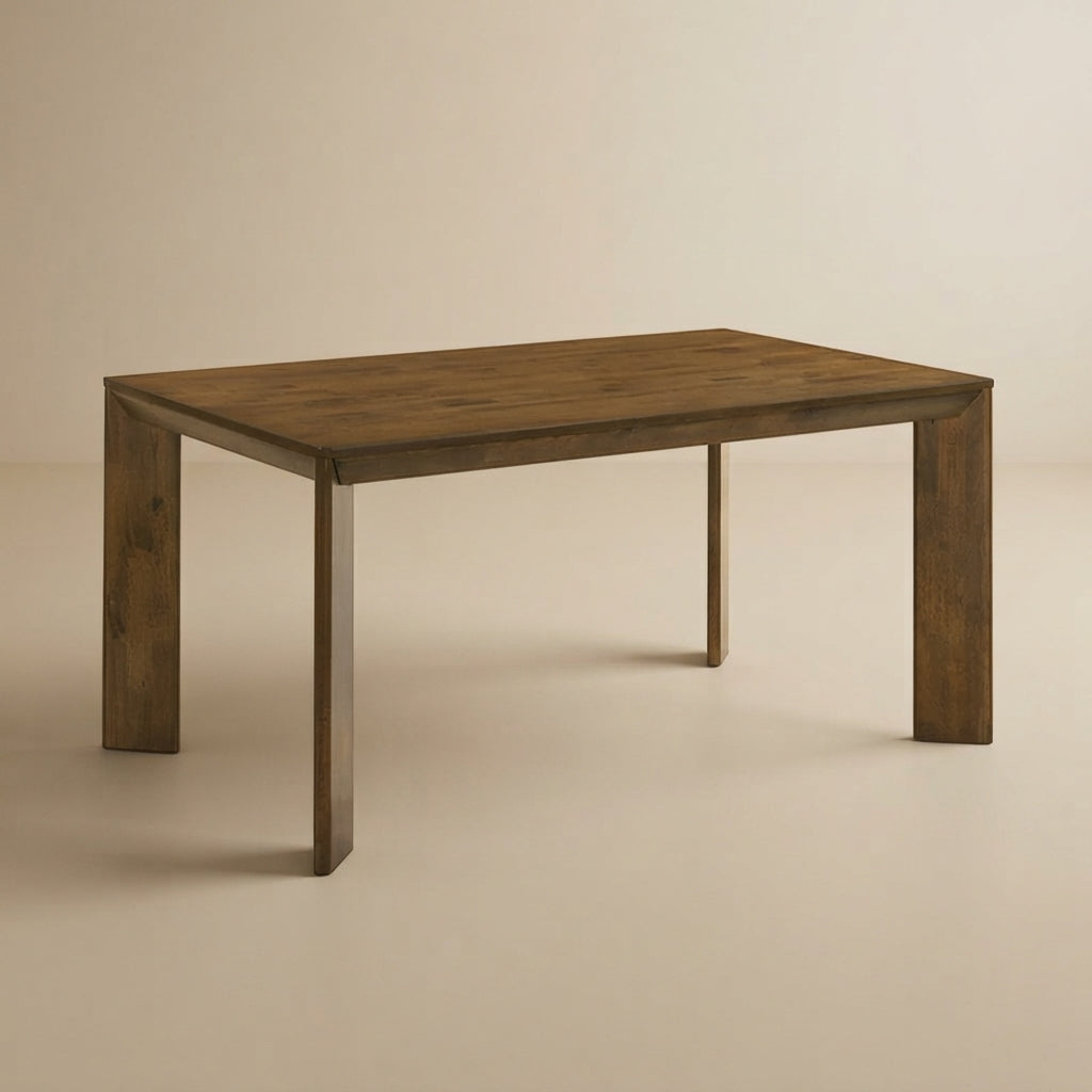 Paolino Transitional Antique Brown Rubberwood Rectangular Dining Table