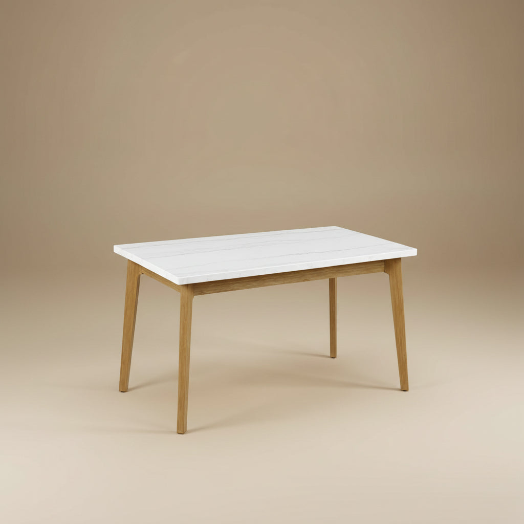 Mandier Transitional Natural Genuine Marble Top Rectangular Dining Table