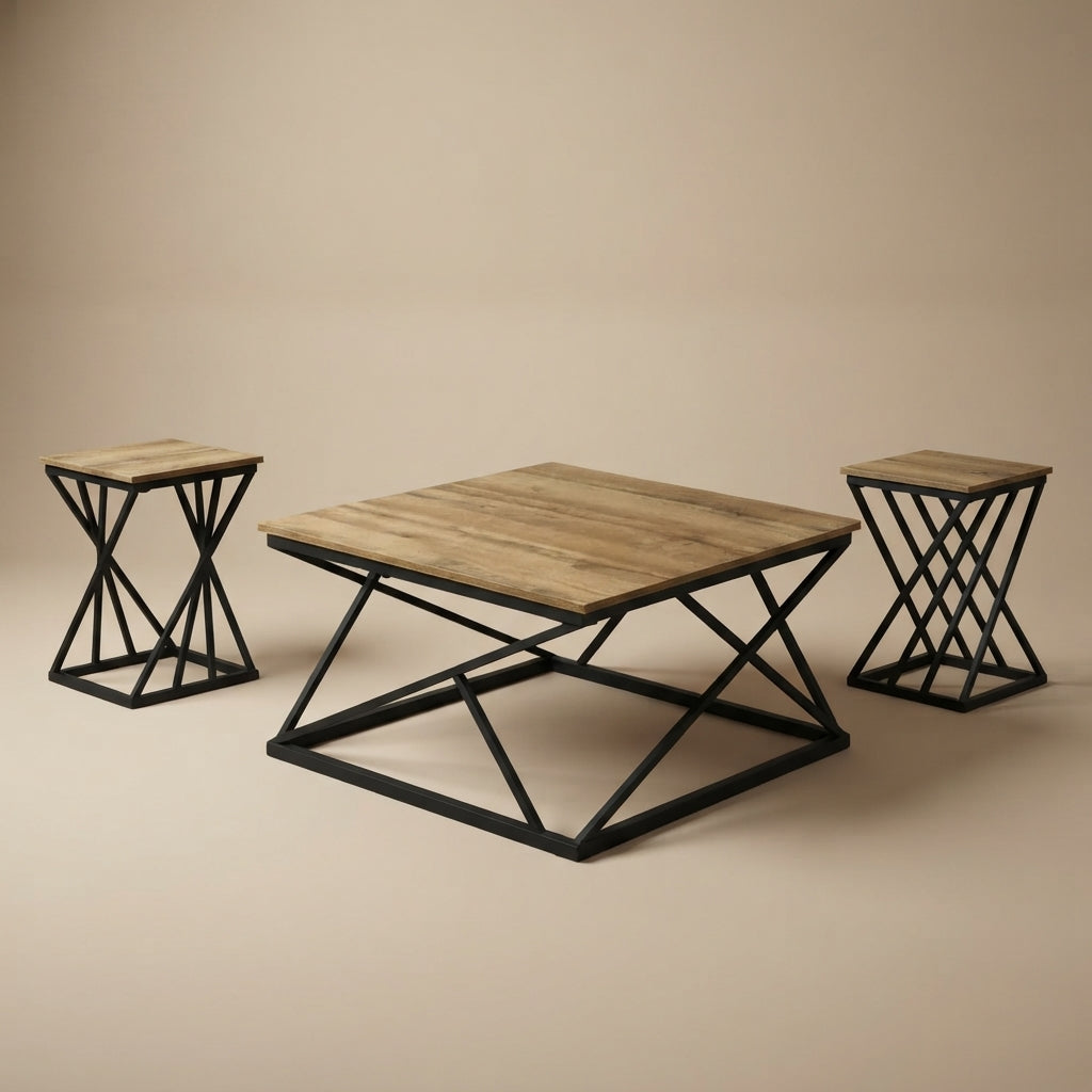 Borup Natural/Black 3 Pc. Table Set
