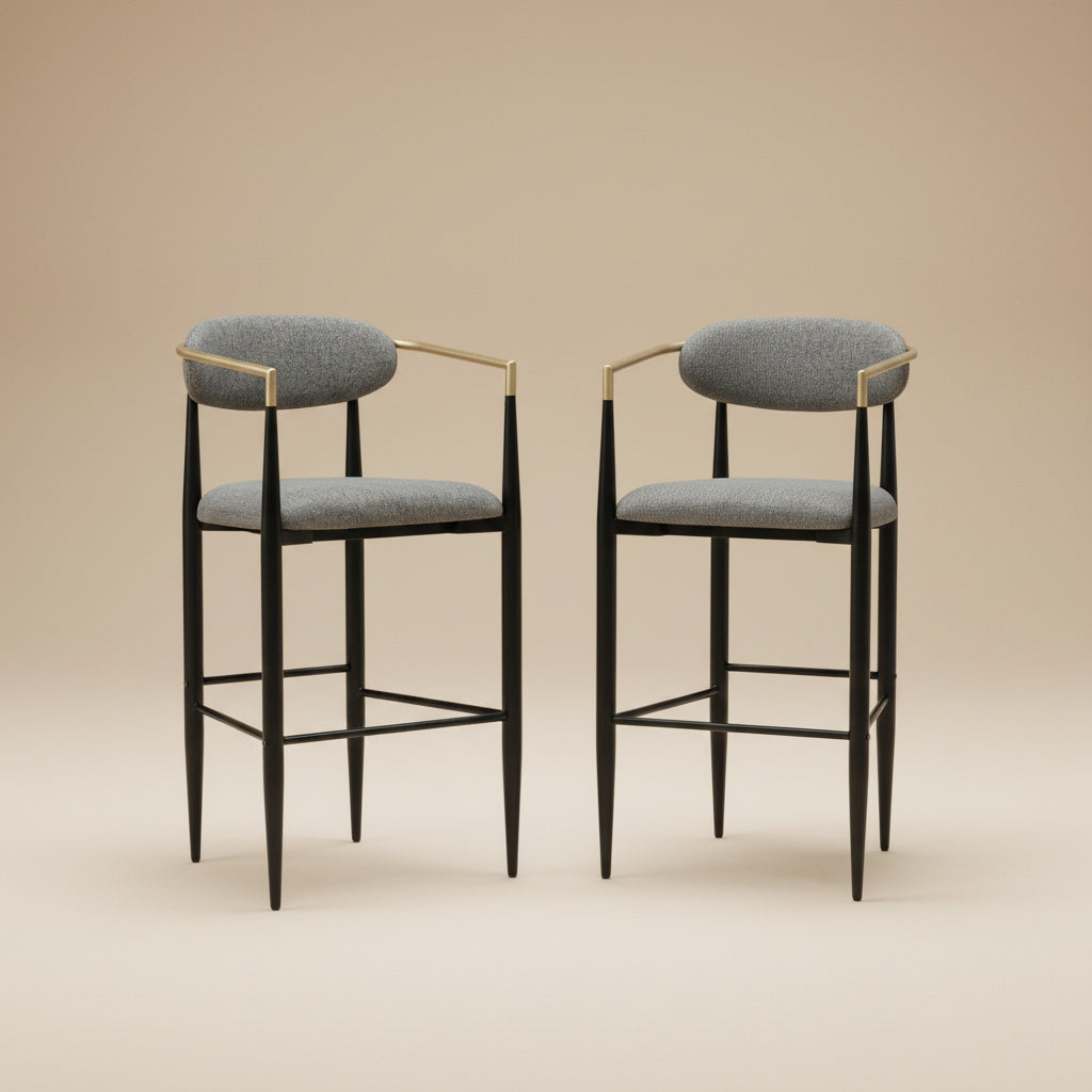 Tina Grey Fabric Upholstered Bar Chair (Set of 2)