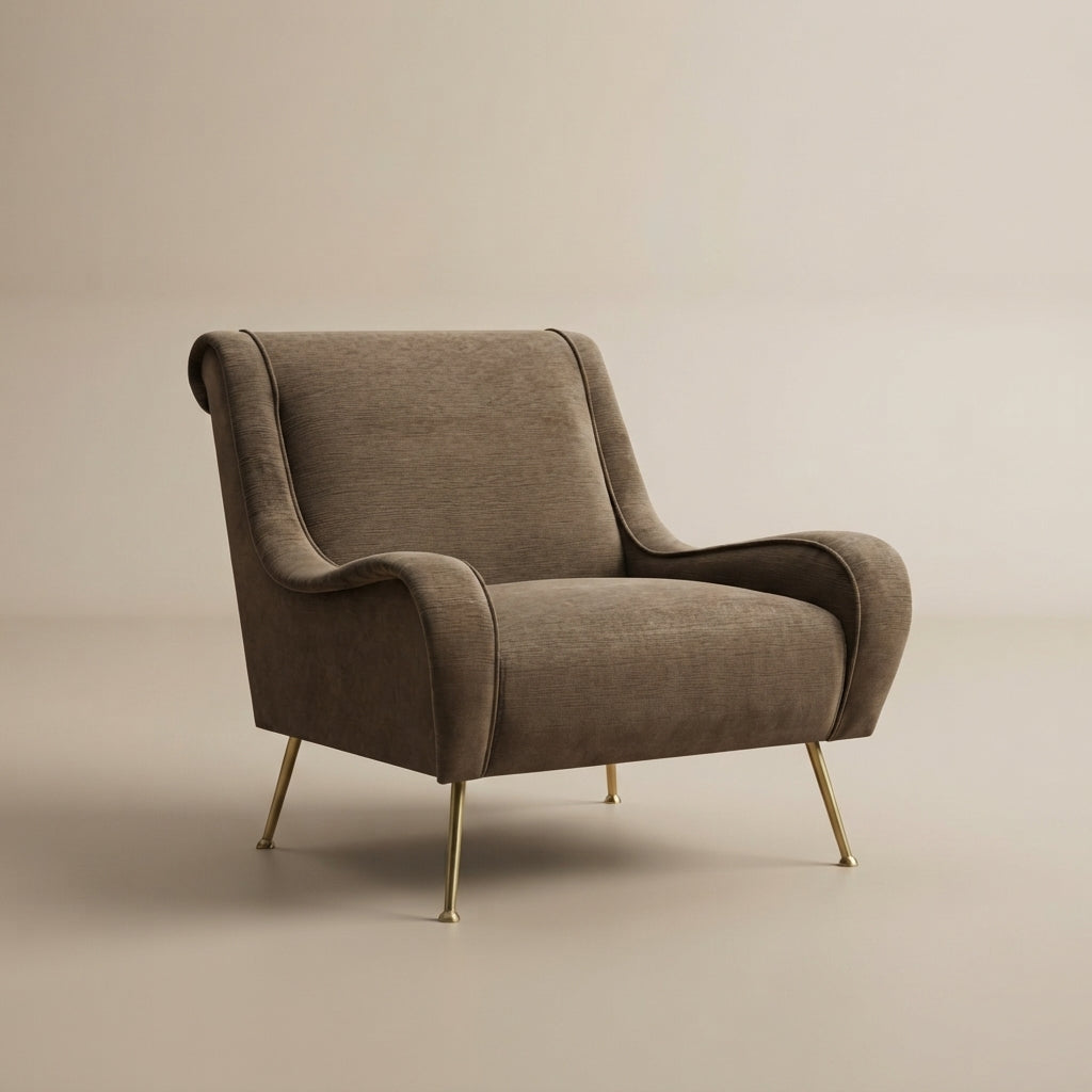 Ricci Truffle Upholstered Saddle Arm Accent Chair