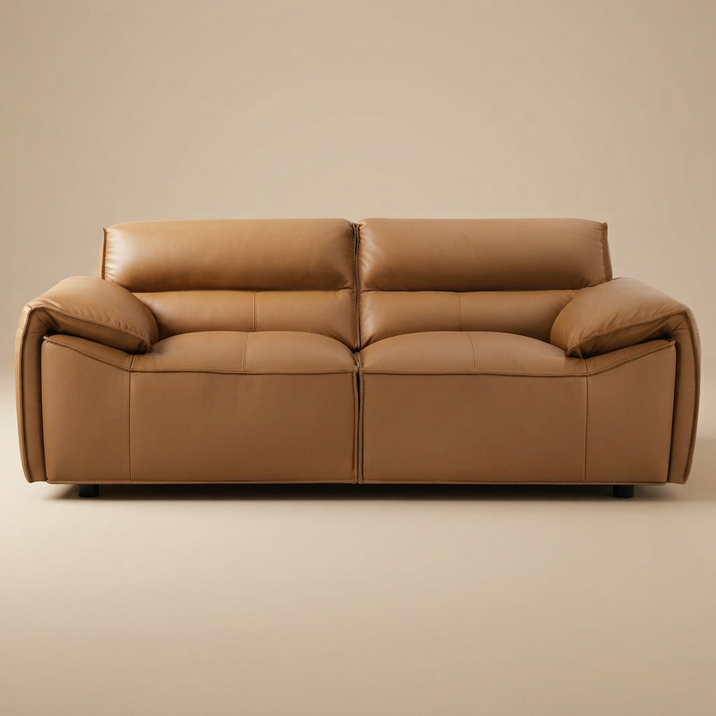 Buxton Orange Top Grain Leather Upholstered Loveseat