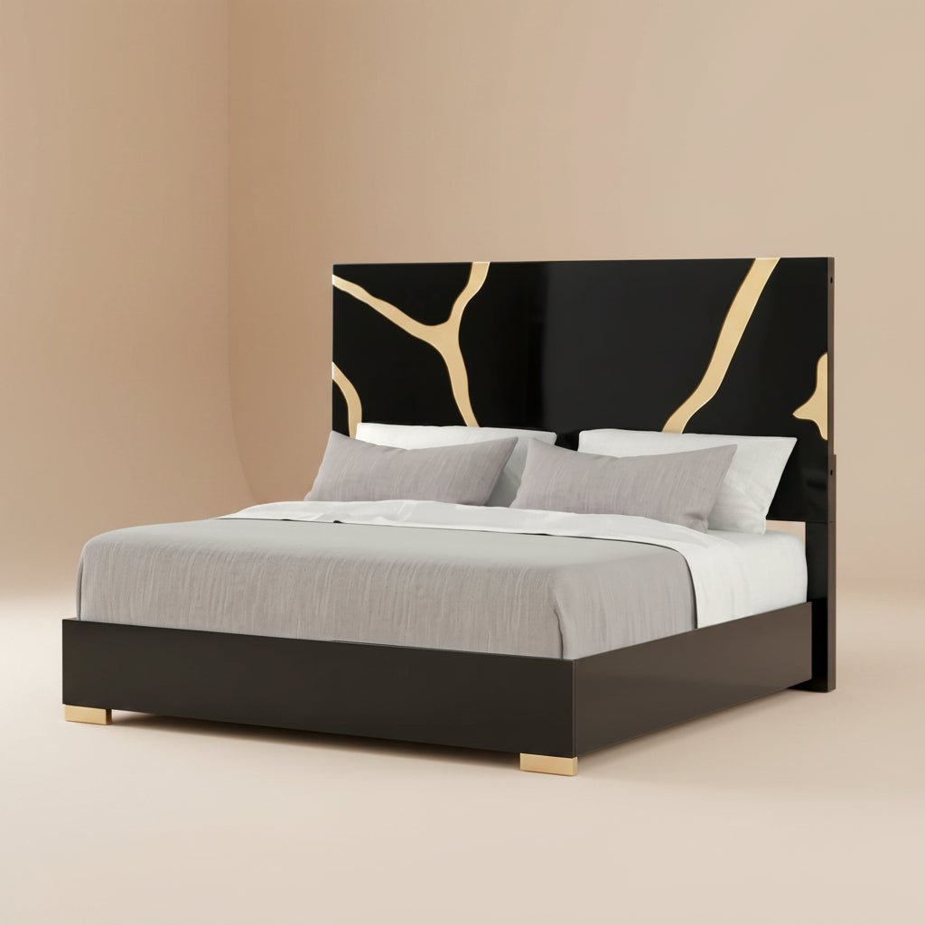Goldsberg Contemporary Black and Gold Eastern King Platform Bed