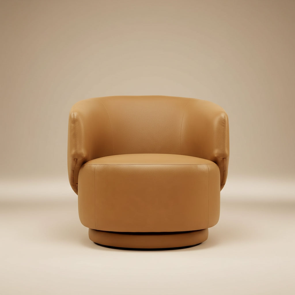 Celestia Vegan Leather Fabric and Wood Swivel Chair by Modway