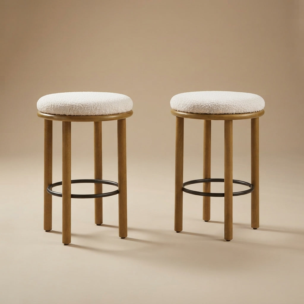 Fable Boucle Fabric Counter Stools Set of 2 by Modway