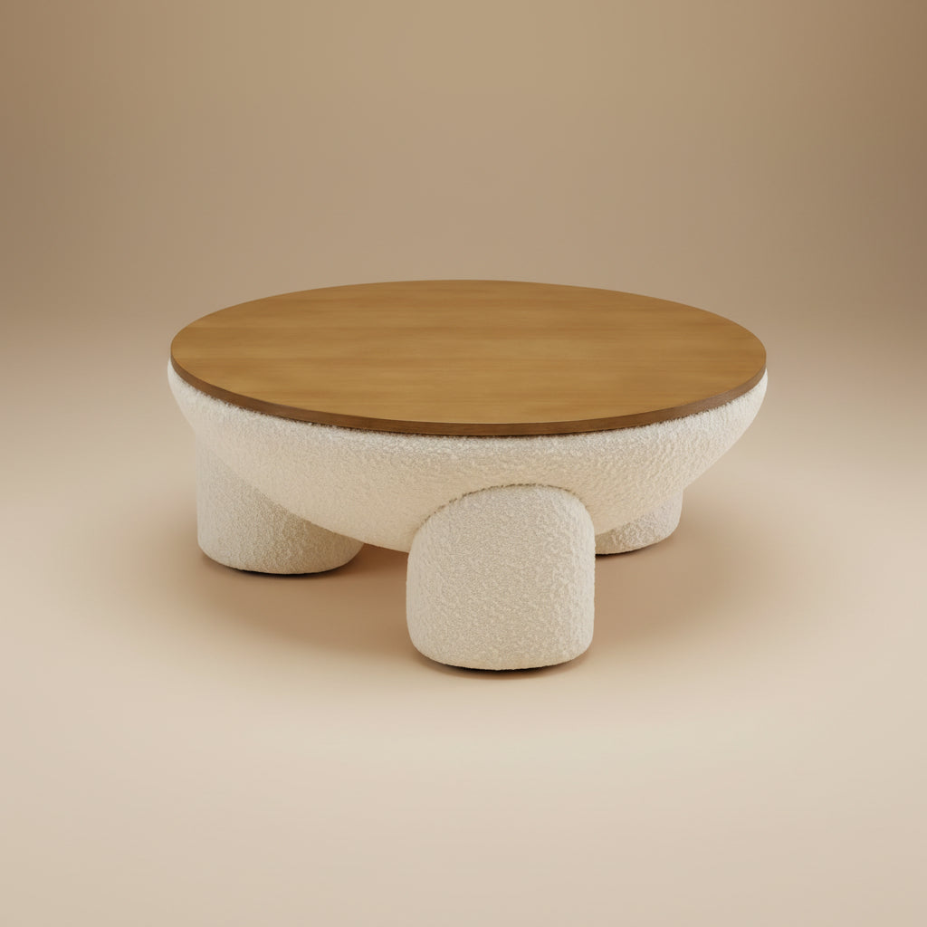 Tridome Round Boucle Upholstered Storage Coffee Table by Modway