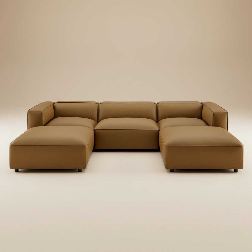 Auren 5-Piece Upholstered Vegan Leather Modular U-Shaped Sofa by Modway