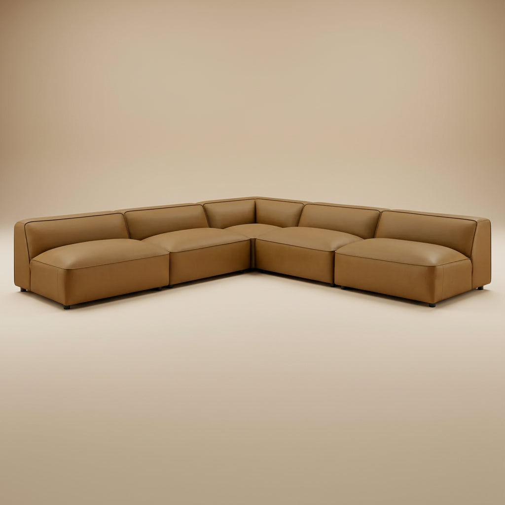 Auren 5-Piece Upholstered Armless L-Shaped Vegan Leather Modular Sofa by Modway