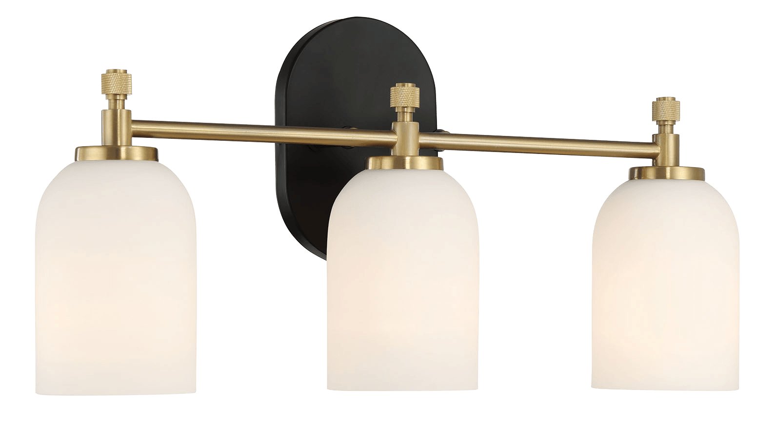 Meadows Three Lights Vanity Brushed Gold Bathroom Wall Light for Bathroom Over Mirror 20.5"W × 10.125"H × 5.5"E with White Frosted Glass - MidinMod Houston Tx Mid Century Furniture Store - Wall Lamp 3