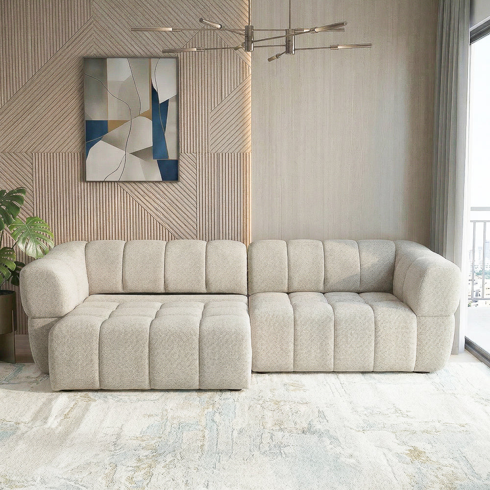 Revel PWR Slider Sofa | Light Brown Chenille & 3-Seater Design | MidinMod