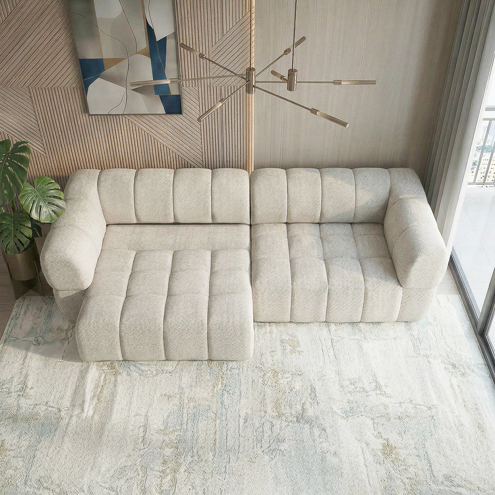 Revel PWR Slider Sofa | Light Brown Chenille & 3-Seater Design | MidinMod