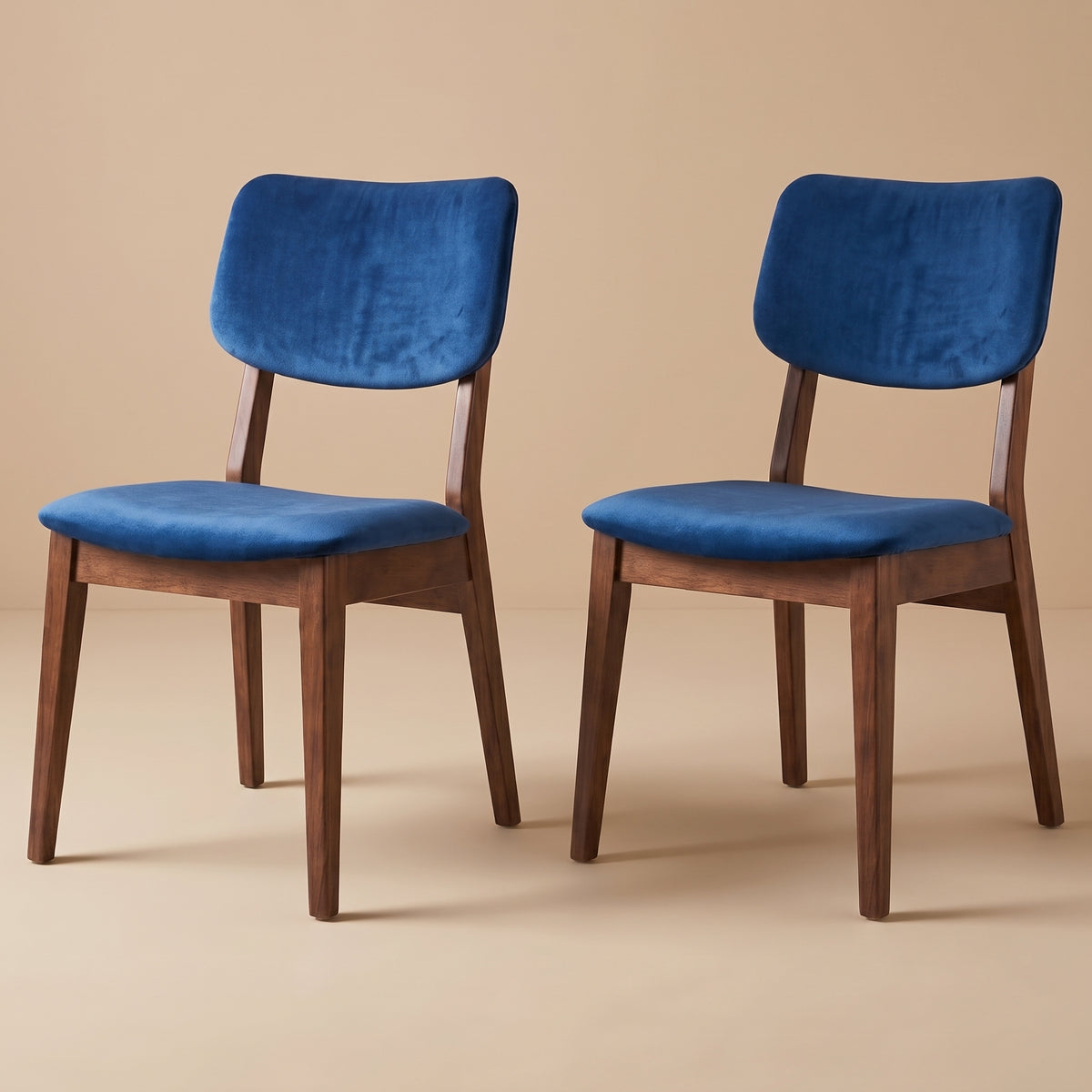 Abbott Velvet Dining Chair Set | Mid-Century Modern Style | Wooden Legs | MidinMod