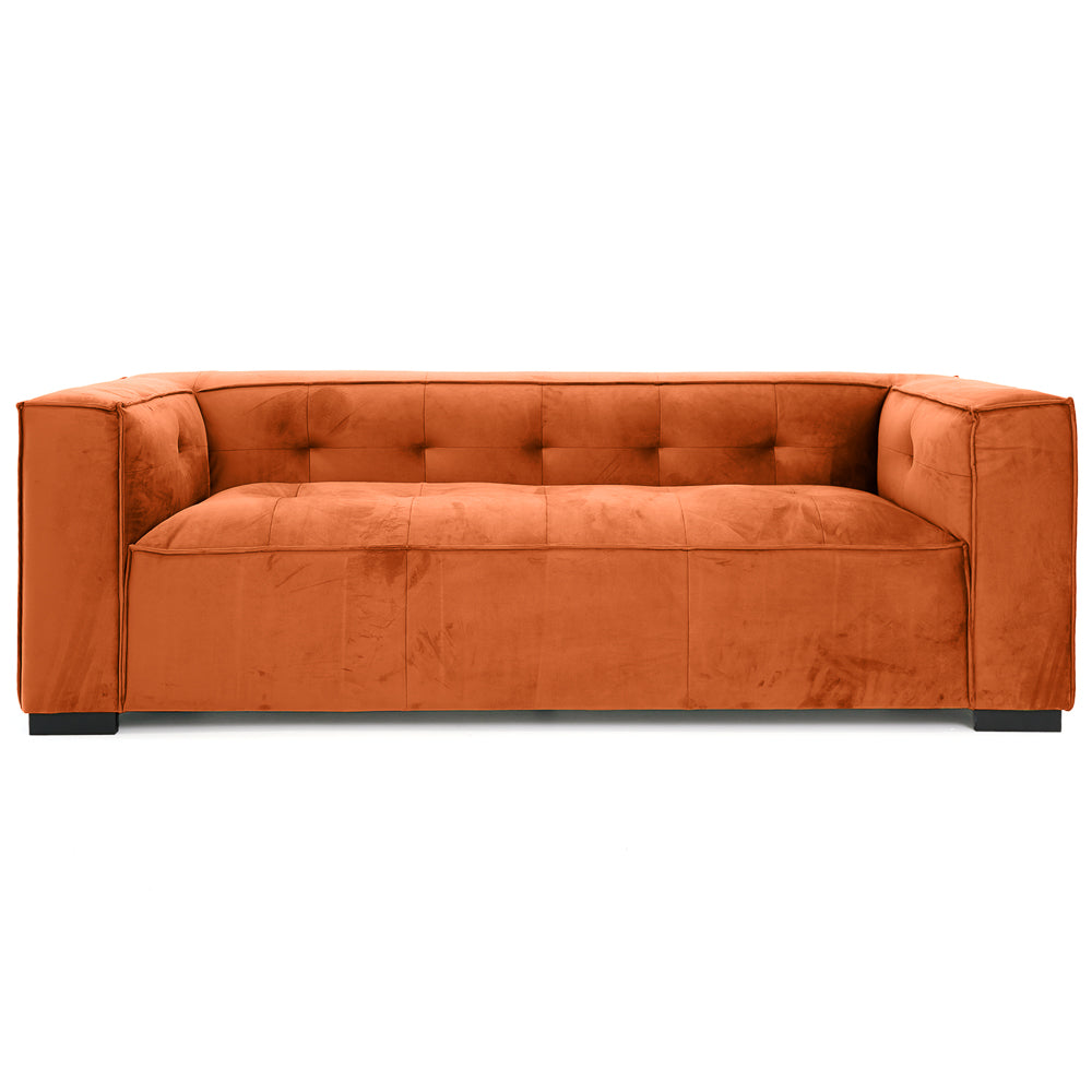 Alameda Modern Velvet Upholstered Sofa with Wide Square Arms & Biscuit Tufting | MidinMod