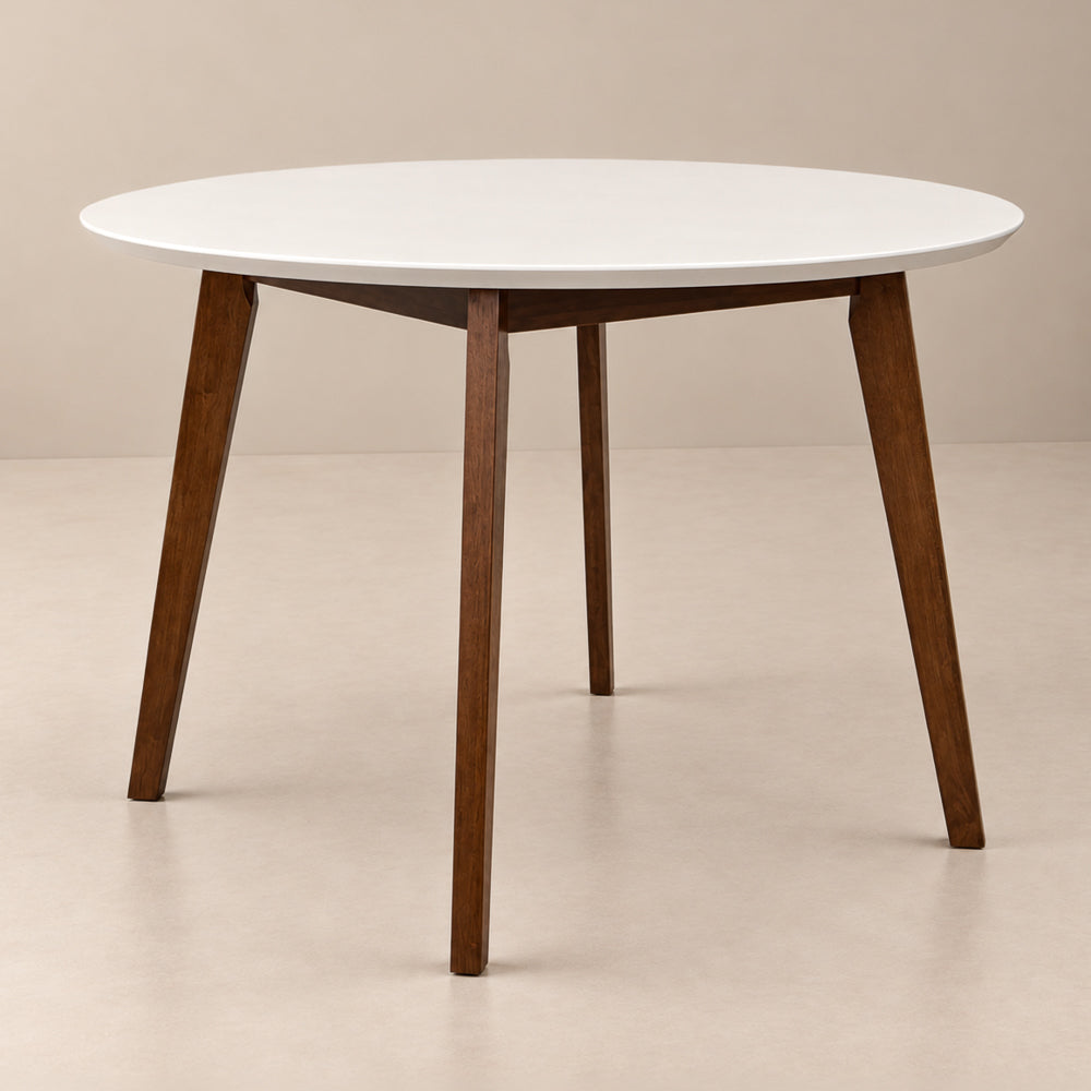 Aliana White Top Round Solid Wood Dining Table | MidinMod