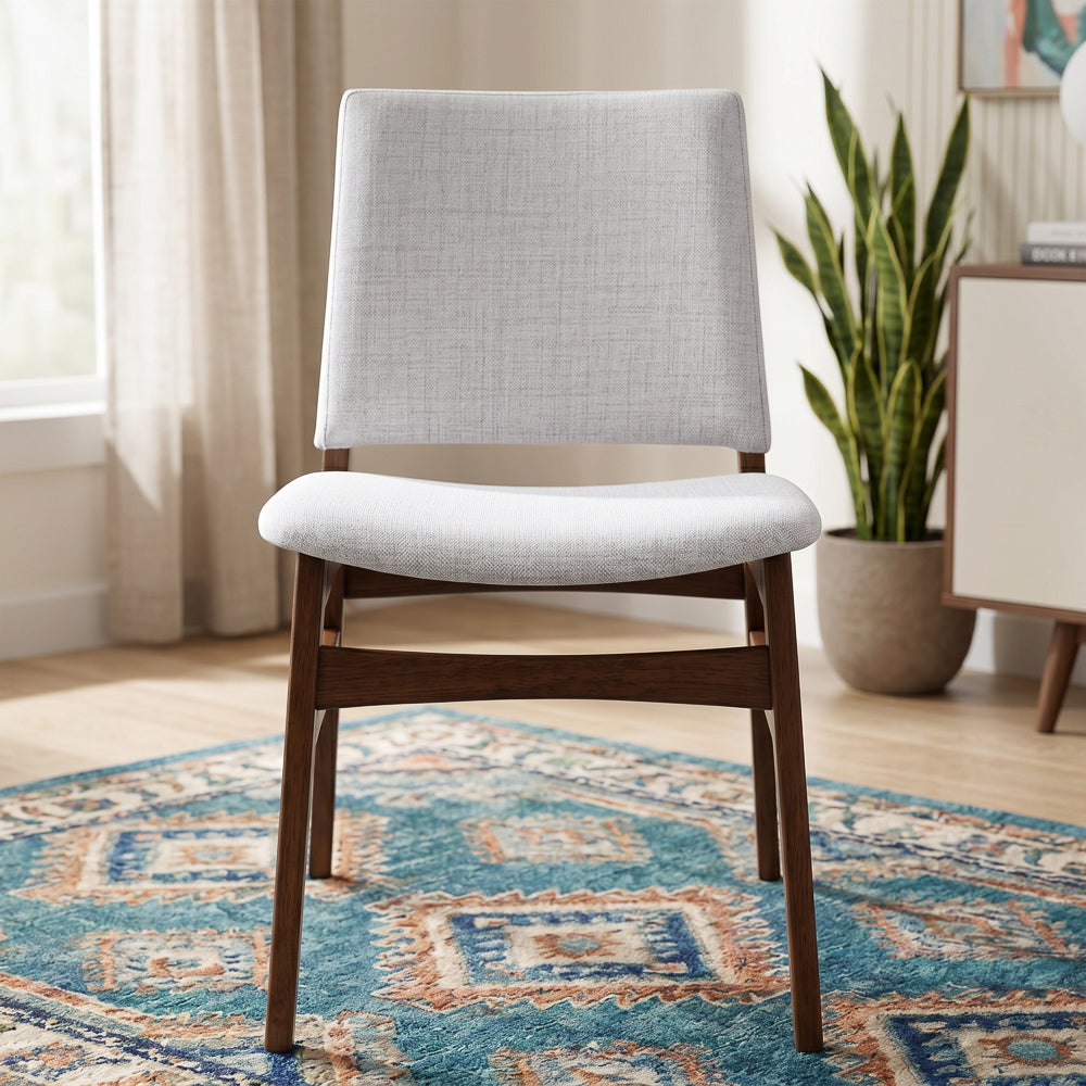 Alpha Modern Light Grey Fabric Dining Chair Set | Cutout Back Design | MidinMod