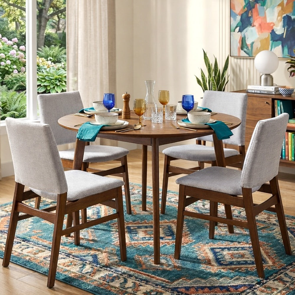 Alpha Modern Light Grey Fabric Dining Chair Set | Cutout Back Design | MidinMod