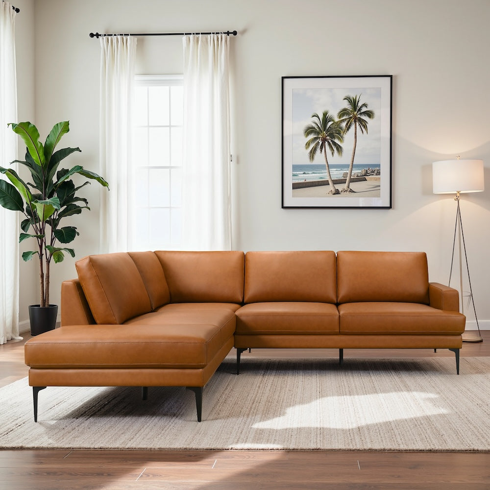 Alto Mid-Century Modern L-Shaped Vegan Leather Sectional Sofa - MidinMod