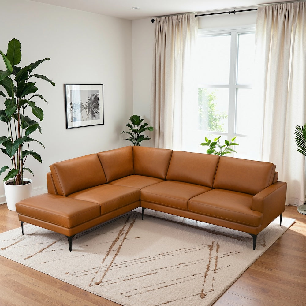 Alto Mid-Century Modern L-Shaped Vegan Leather Sectional Sofa - MidinMod