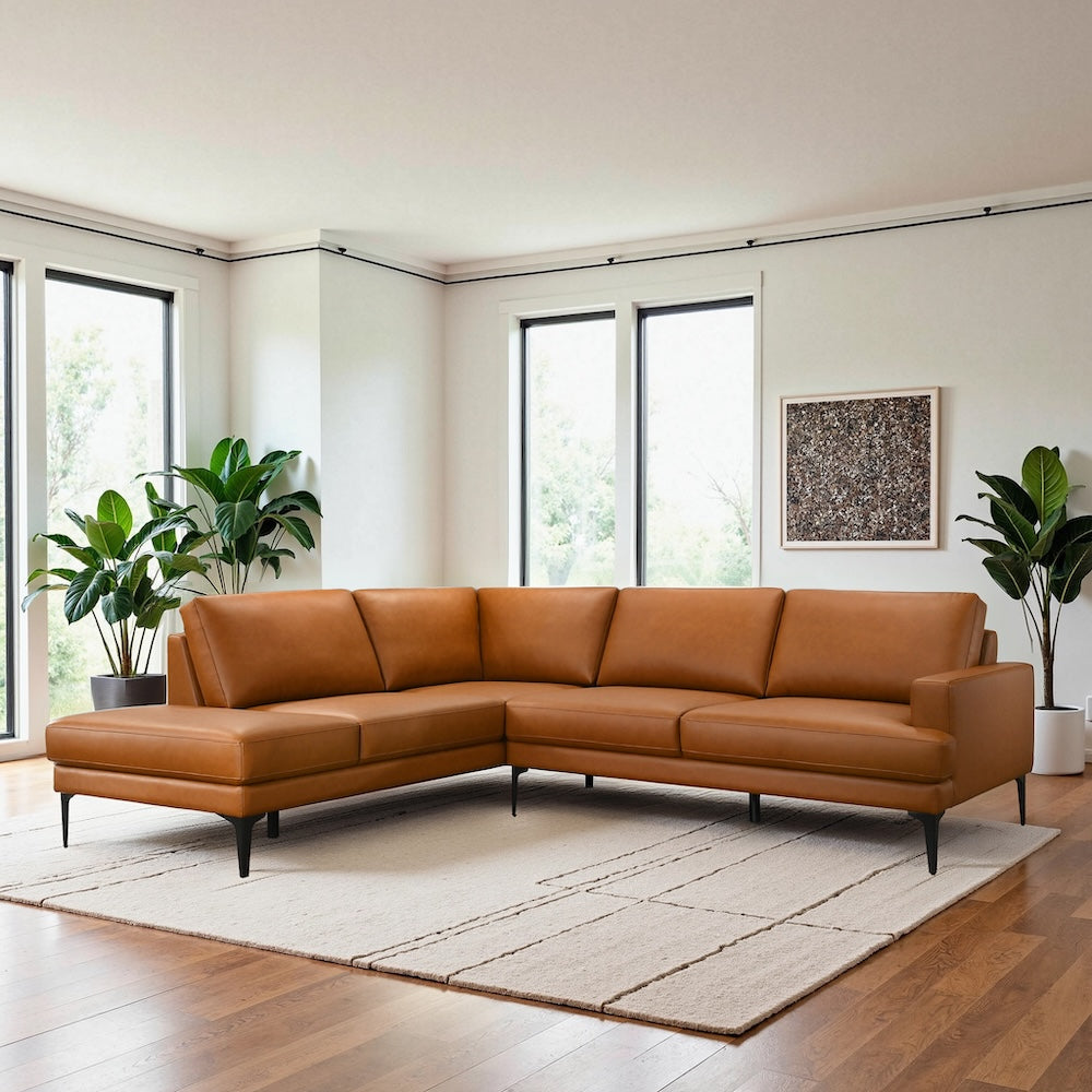 Alto Mid-Century Modern L-Shaped Vegan Leather Sectional Sofa - MidinMod