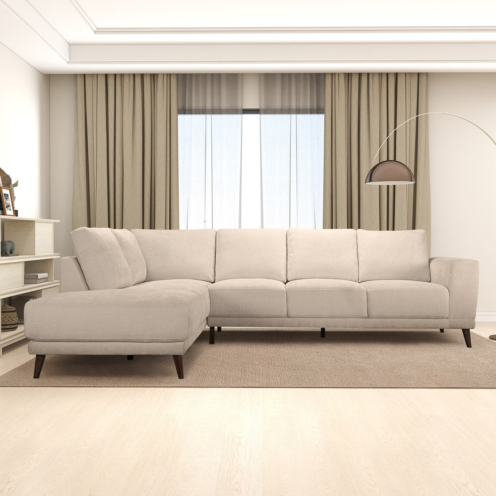 Andes Mid-Century Modern Cream Fabric Sectional Sofa - Chaise - MidinMod
