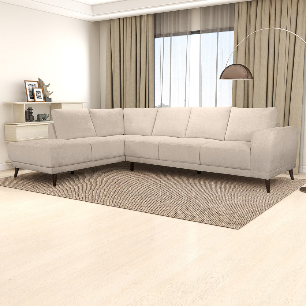 Andes Mid-Century Modern Cream Fabric Sectional Sofa - Chaise - MidinMod