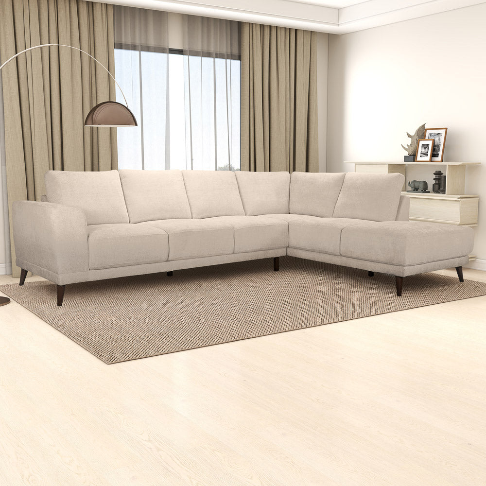 Andes Mid-Century Modern Cream Fabric Sectional Sofa - Chaise MidinMod