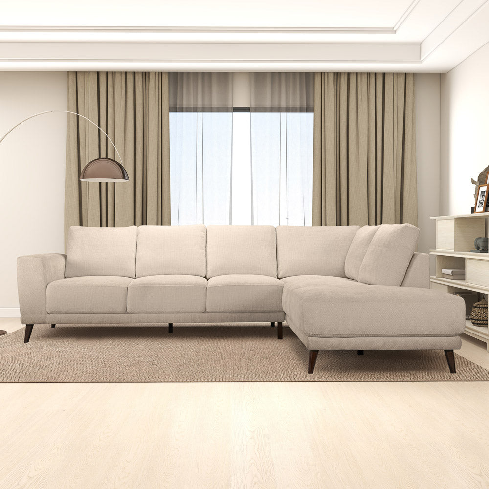 Andes Mid-Century Modern Cream Fabric Sectional Sofa - Chaise MidinMod