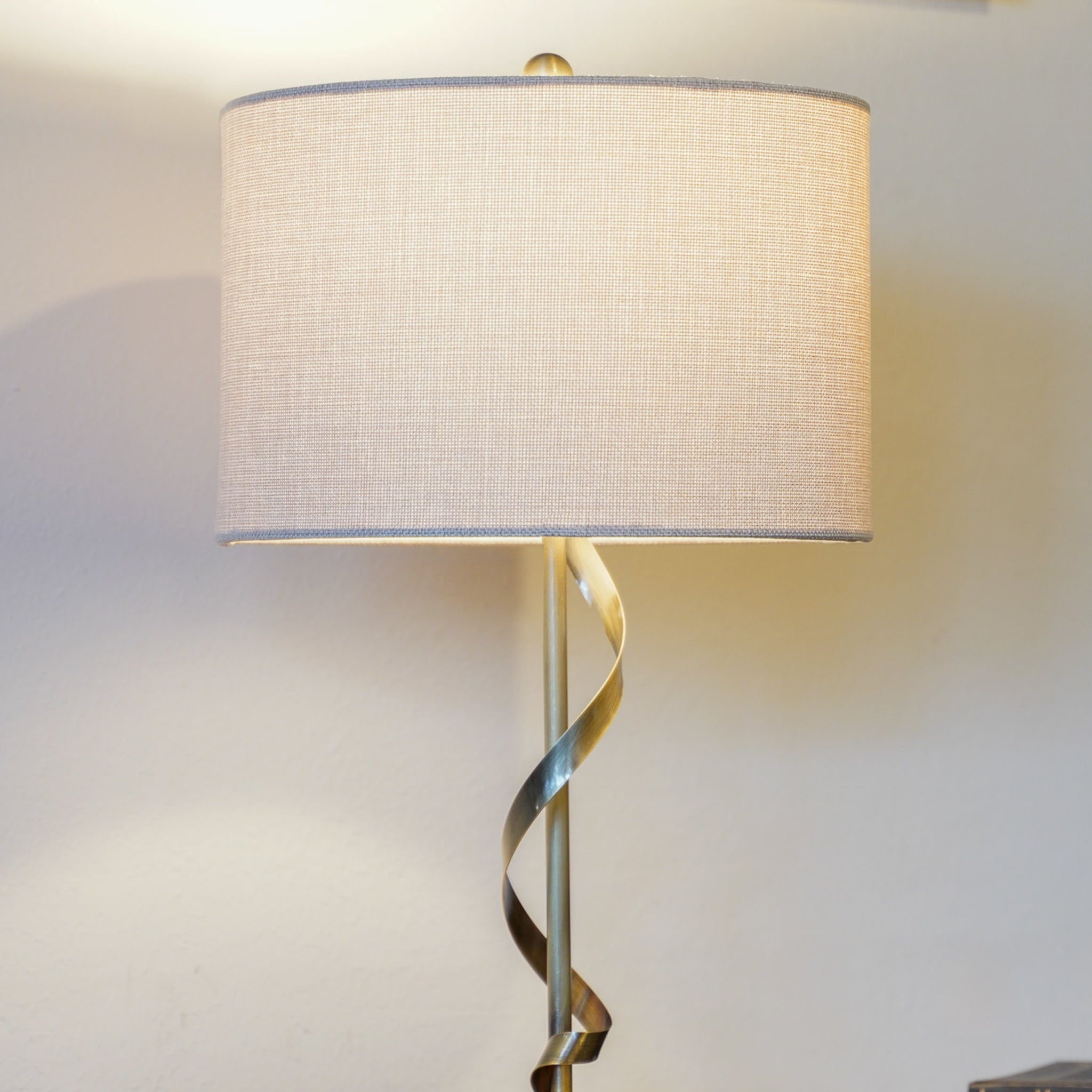 Apollo Twisted Metal Table Lamp with Linen Shade - MidinMod